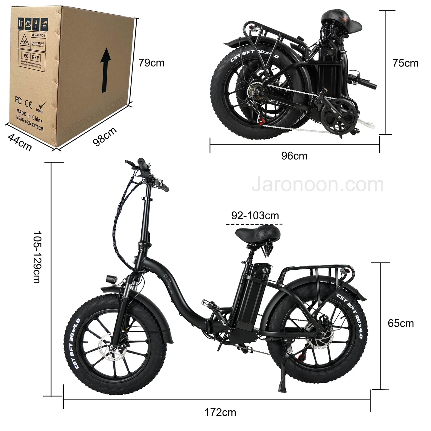 Y20 IW One-Piece Rims 750W 20X4.0 Inch Folding Fat Tire Bike, Front & Rear Disc Brakes, Large Capacity Battery