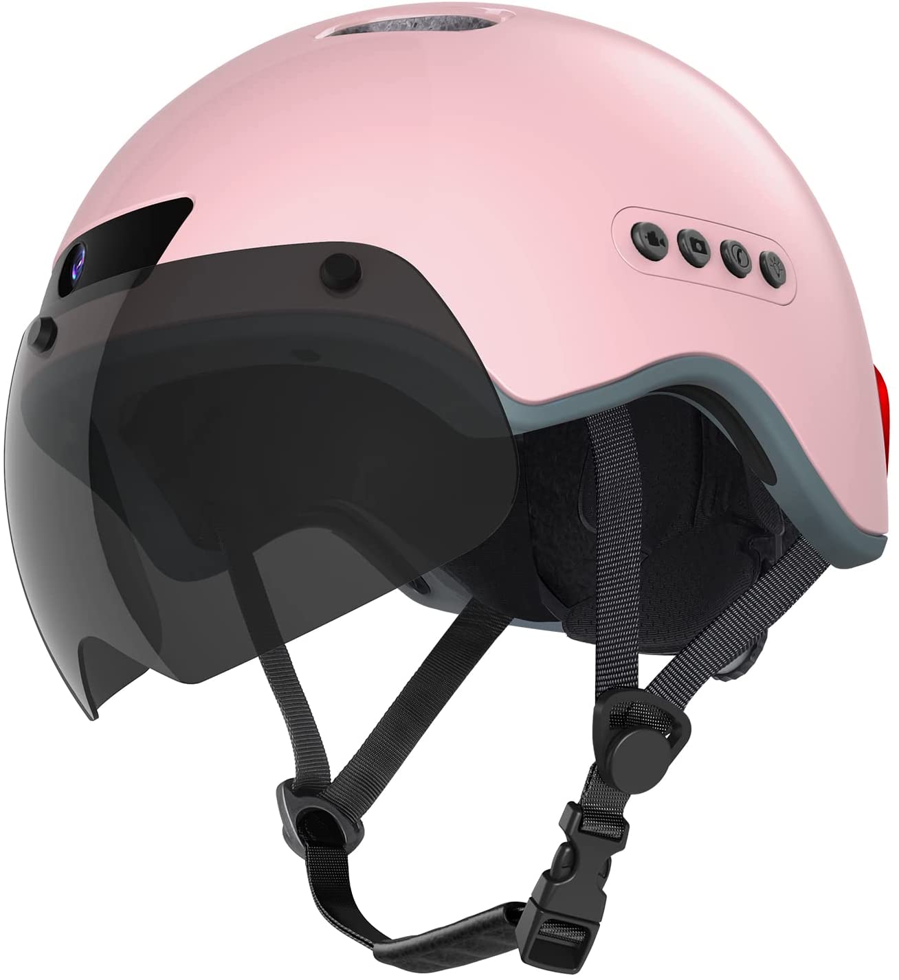 Bluetooth Calling Smart Helmet med inbyggd körning Recorder Camera, Detachable Visor, Turn Signal Taillight, för Urban Commuter