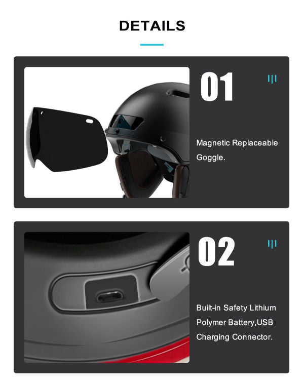 Bluetooth Calling Smart Helmet med inbyggd körning Recorder Camera, Detachable Visor, Turn Signal Taillight, för Urban Commuter