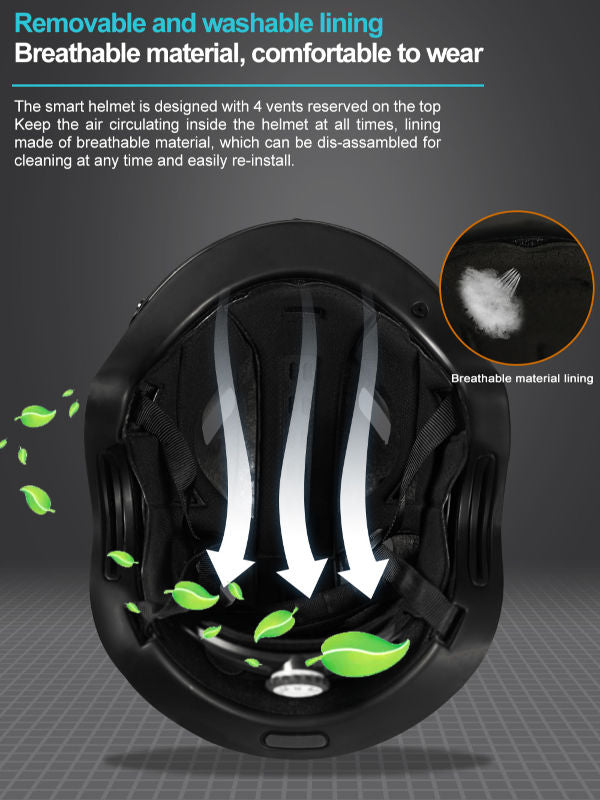 Bluetooth Calling Smart Helmet med inbyggd körning Recorder Camera, Detachable Visor, Turn Signal Taillight, för Urban Commuter