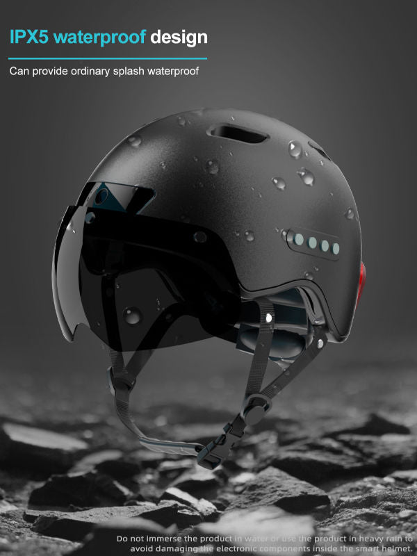 Bluetooth Calling Smart Helmet med inbyggd körning Recorder Camera, Detachable Visor, Turn Signal Taillight, för Urban Commuter