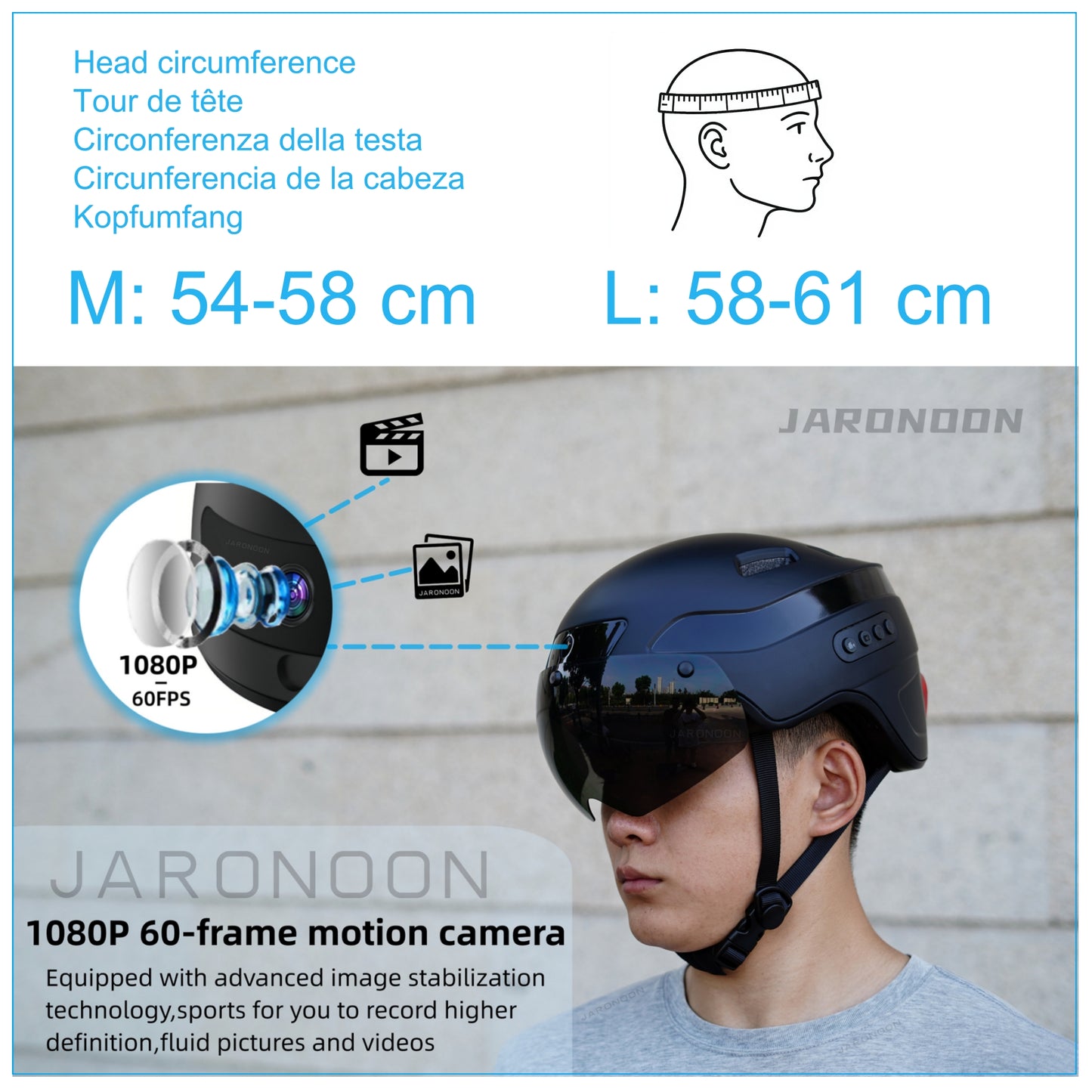HA03D Upgraded Bluetooth Calling Smart Helmet with 1080P HD Built-in Driving Recorder Camera, Detachable Visor,Turn Signal Taillight