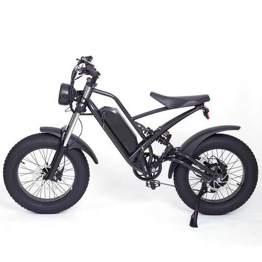 48V 22.5Ah Large Capacity Electric Fat Tire Bike 20x4.0 Wheel Snow Bike med Front och Rear Shock Absorption, båda skivan Brake E Bike