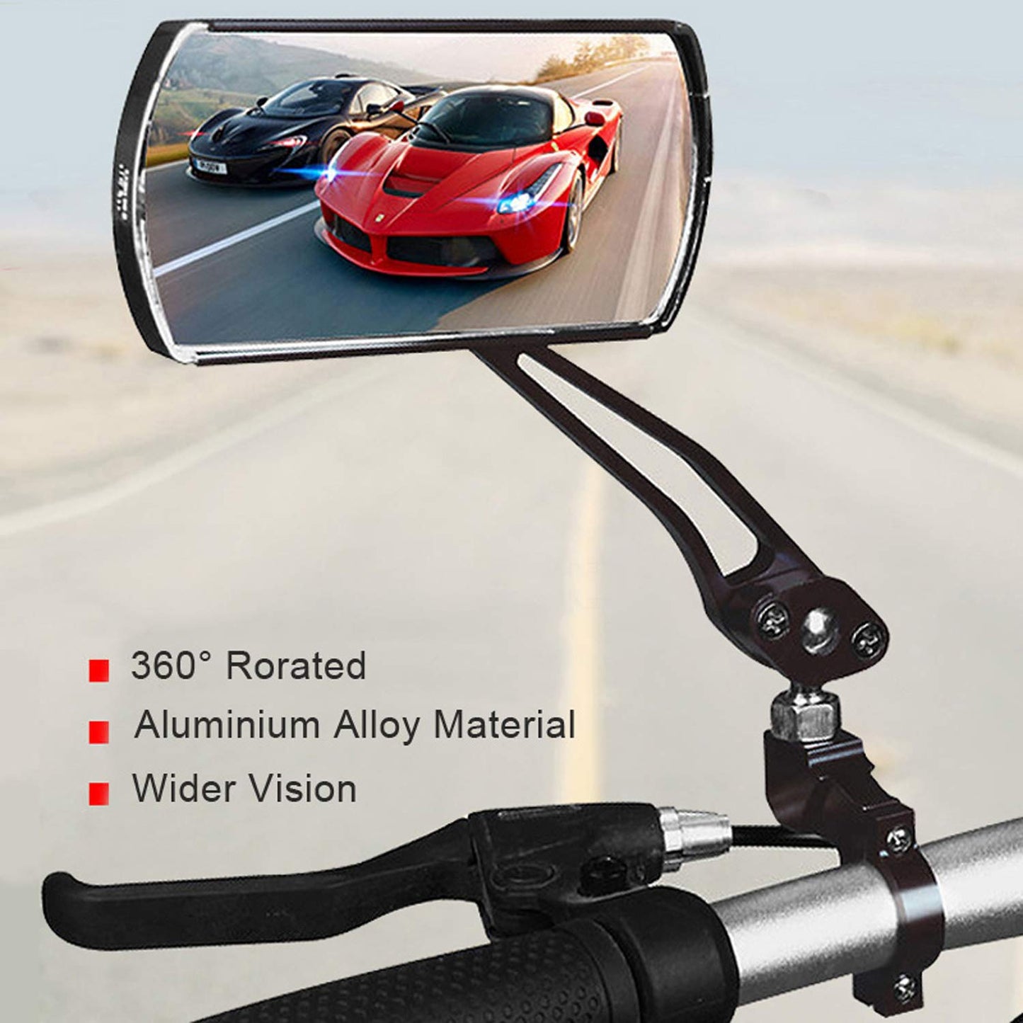 Bicycle Rear Mirror Flexible Adjustable Handlebar Rearview Mirror for Mountain Bike Wide Vision