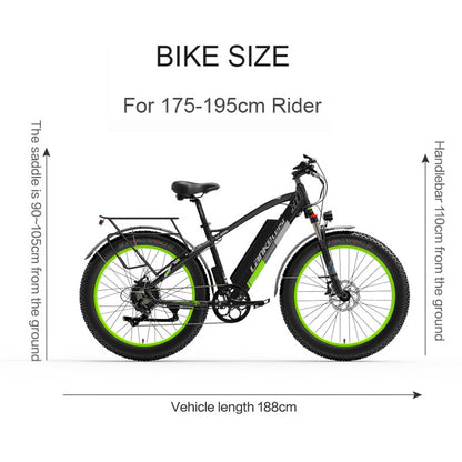 Lankeleisi XC4000 1000W 48V 17.5Ah Electric Bike, 26 Inch Snow Bike Fat Tire Bicycle, Front & Rear Hydraulic Disc Brake