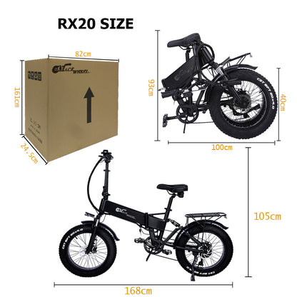 Bicicletă electrică pliabilă RX20 750W 20*4.0 Anvelopă grăsime Mountain Bike 48V E-bike cu suspensie completă