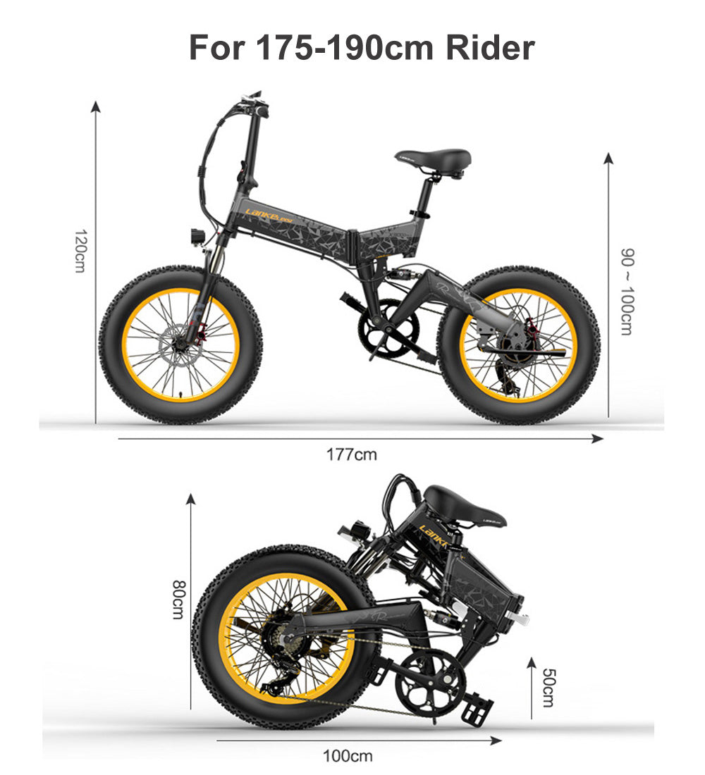 Lankeleisi X3000plus 1000W Bicicleta eléctrica plegable 48V 14.5A / 17.5A Bicicleta eléctrica Bicicleta de nieve Bicicleta de montaña de 20 pulgadas Suspensión completa delantera y trasera