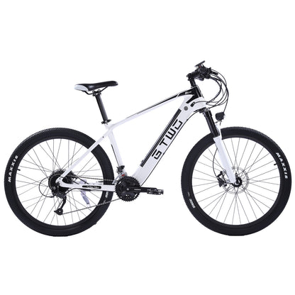 Bicicletă electrică din fibră de carbon de 27,5 inci, motor adpopt de 350 W / 500 W, furcă față cu amortizor de aer, bicicletă de munte cu 27 viteze